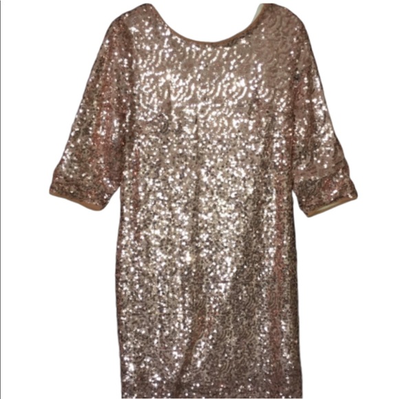 Ing Dresses & Skirts - ING Rose gold sequin lined dress large 8-10